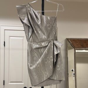 SAYLOR One-Shoulder Silver Dress